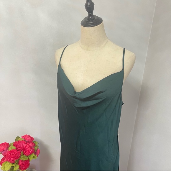 # Shona Joy Emerald Cowl Neck Satin Gown- New With Tag- Size 12 - Reemoly - Picture 8 of 14